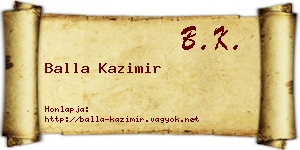 Balla Kazimir névjegykártya